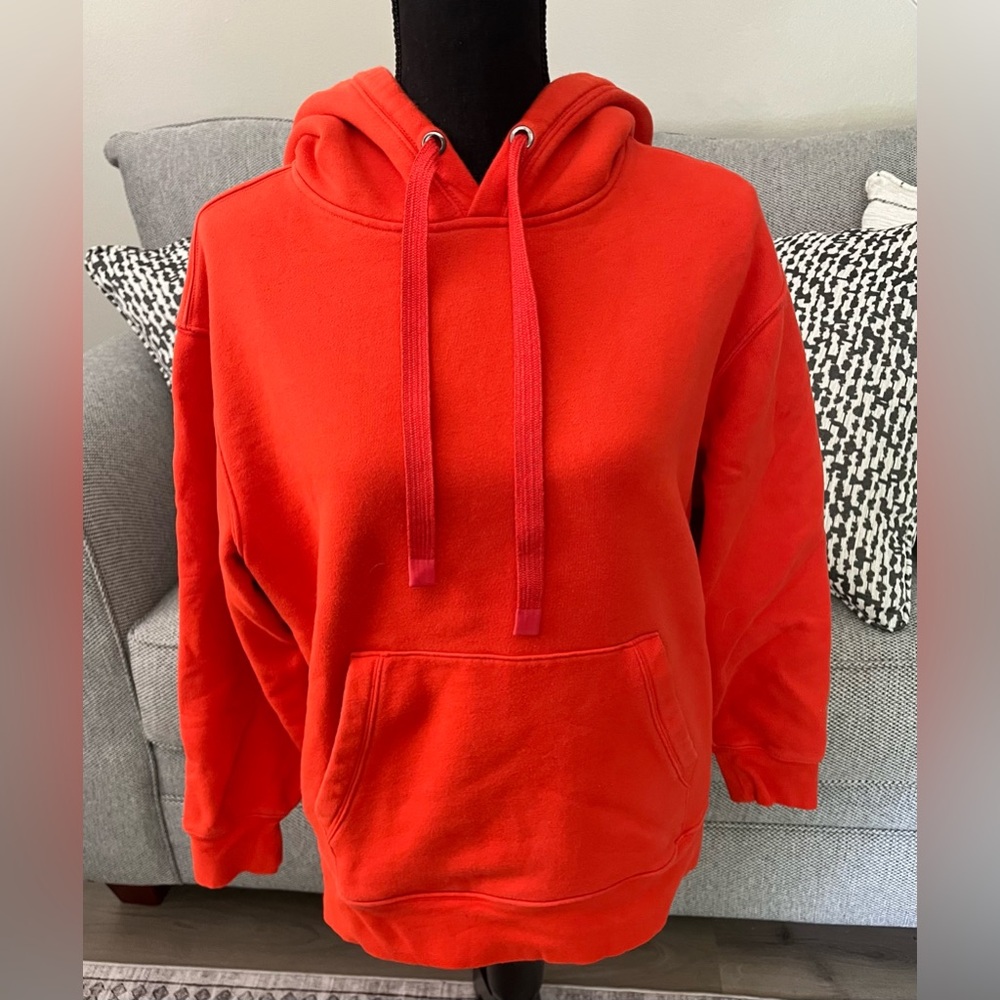 Athleta Red Hooded Crewneck Sweatshirt